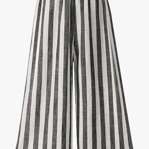 Black and White Striped Wide Leg Jumpsuit